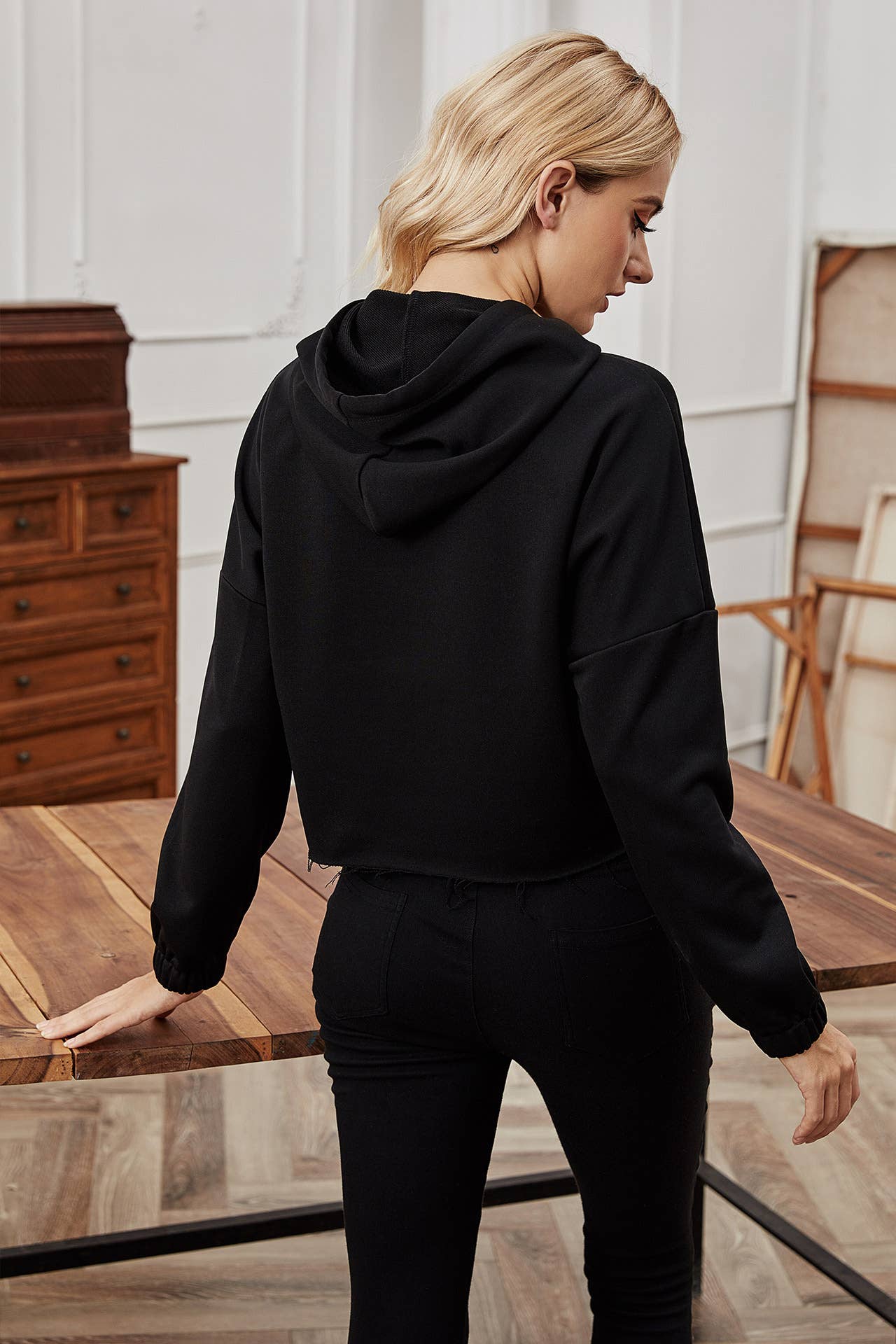 LEOPARD PRINT PATCHWORK CASUAL HOODIE