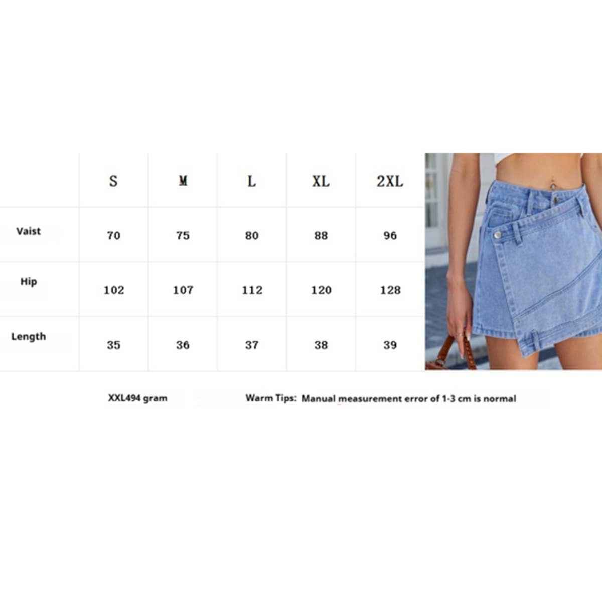 Washed Asymmetrical Denim Mini Skort ? Women