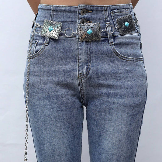 VINTAGE GEOMETRIC SQUARE WOMEN'S WAIST CHAIN_CWABE0624