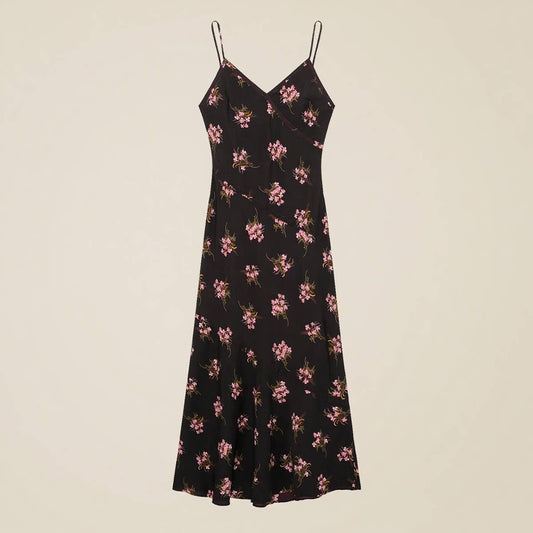 Fashionable cinched-waist halter print dress