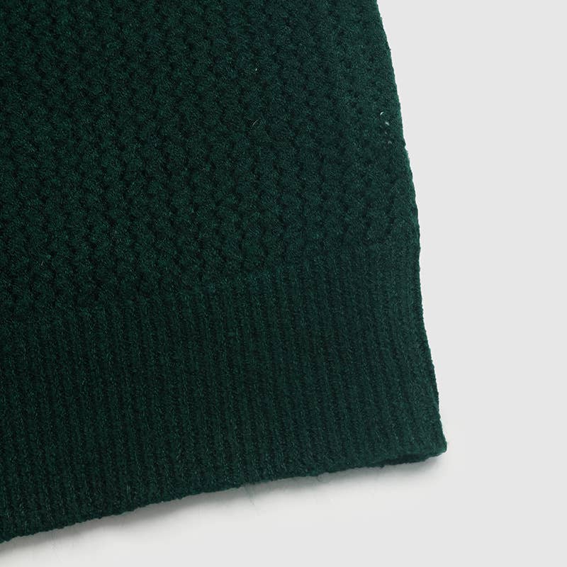 KNIT PULLOVER VINTAGE DARK GREEN LAPEL SWEATER