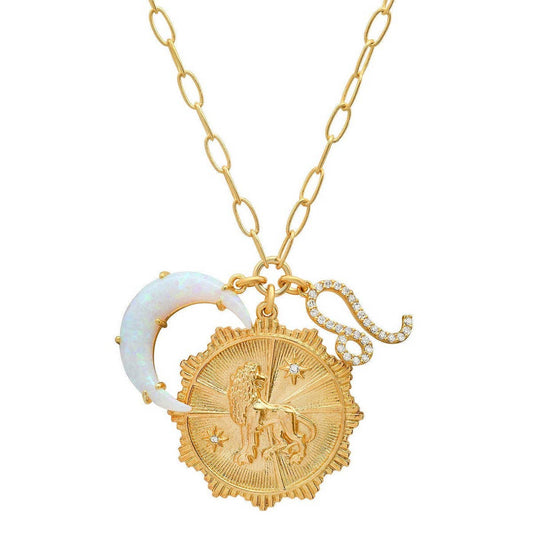 Micro-paved Zirconia Zodiac Pendant Necklace