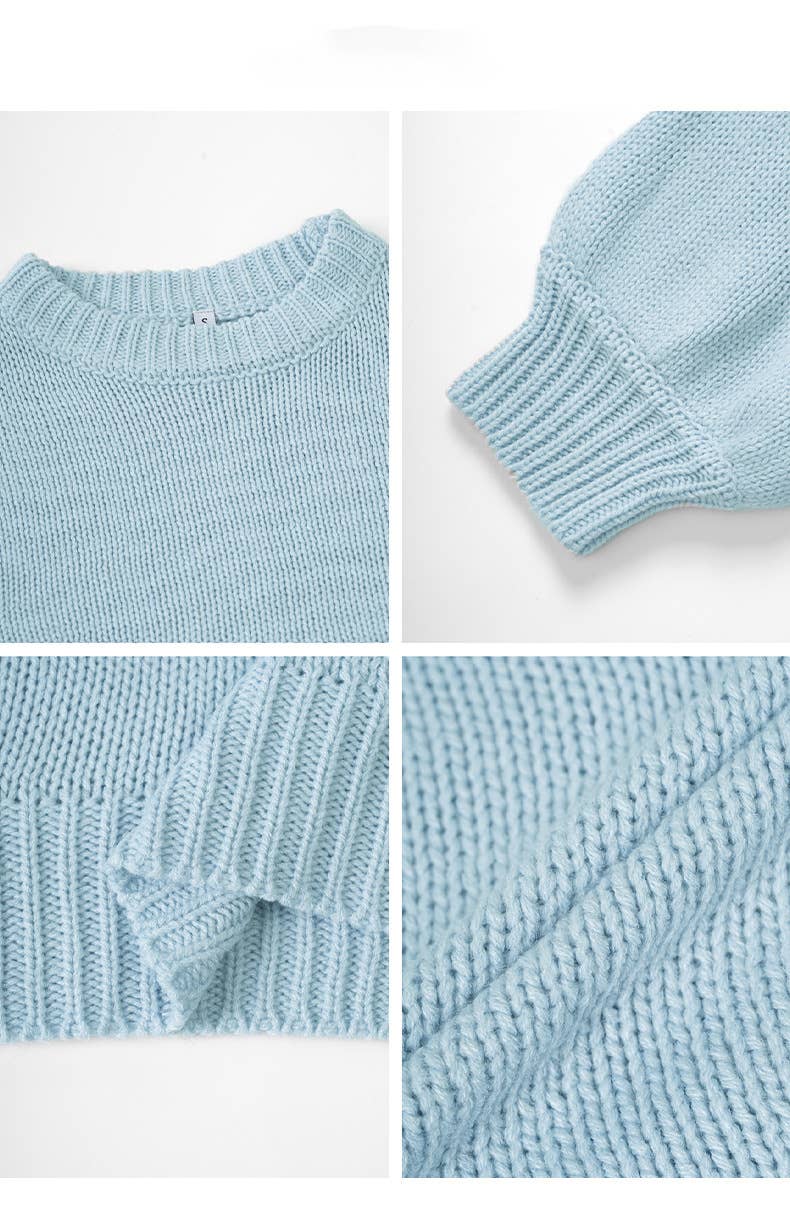 Leisure simple round neck long sleeve sweater