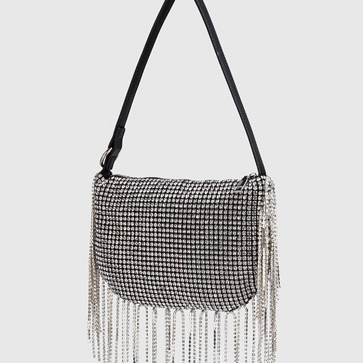 SOFT TURN TASSEL RHINESTONE EVENING TOP HANDBAG_CWAB3606