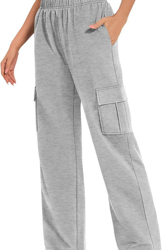 CWBMP0189_CARGO LOOSE SPORTS WIDE LEG POCKET PANTS