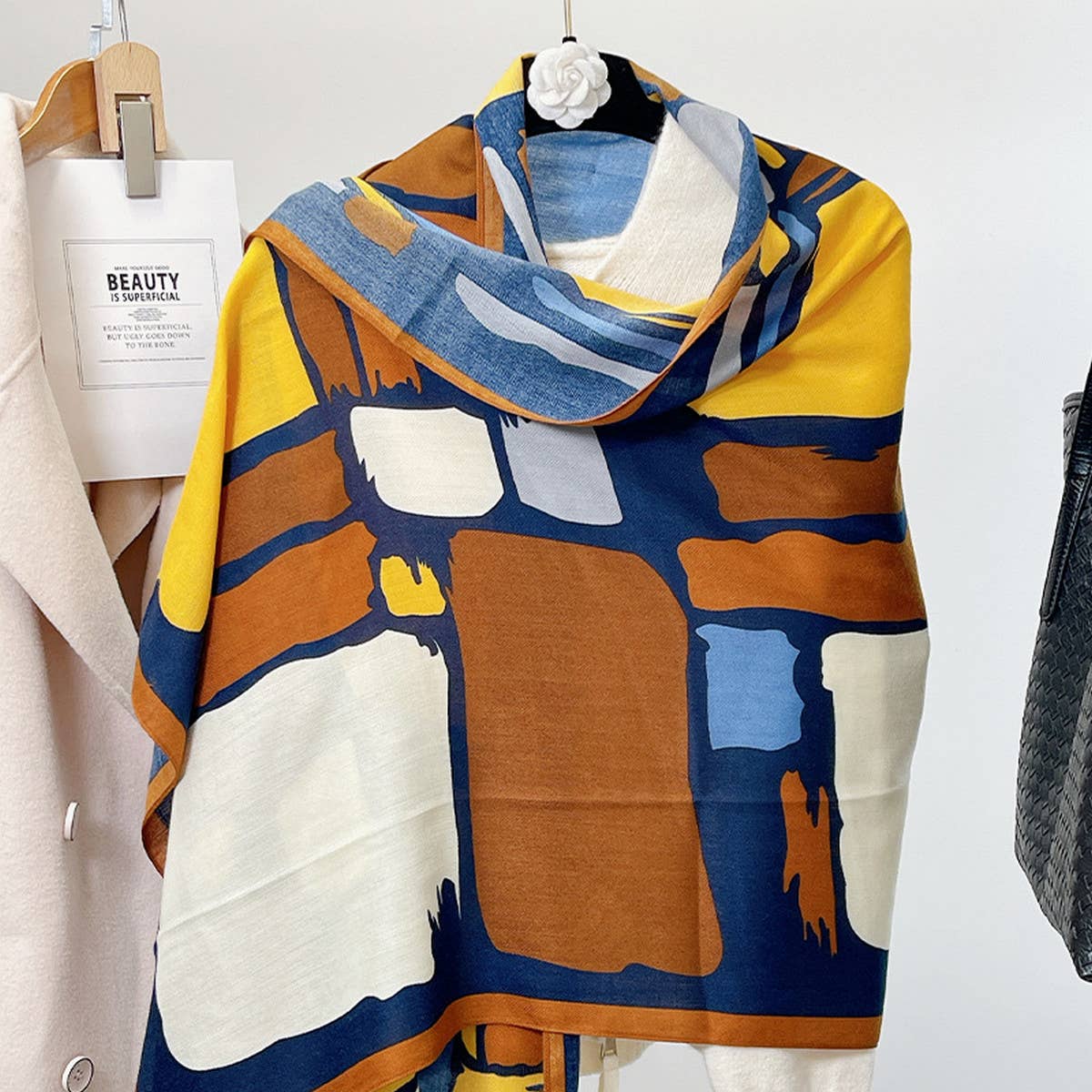 Cartoon Color Block Scarf ??Soft Faux Wool Shawl_CWASC0897