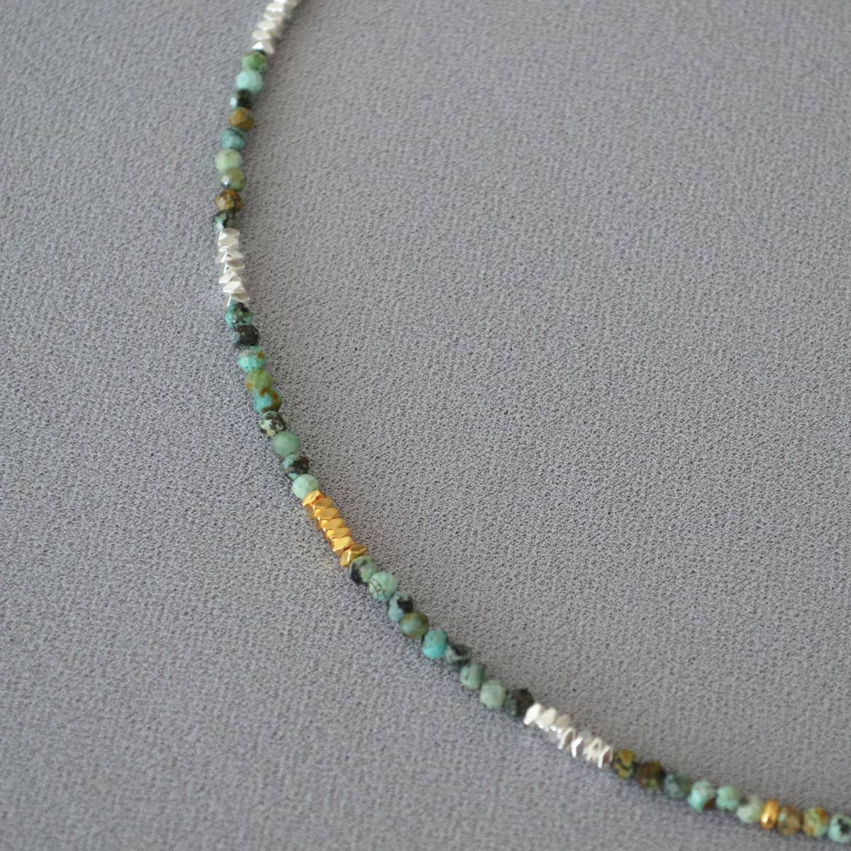 VINTAGE TURQUOISE AND SILVER BEADED NECKLACE