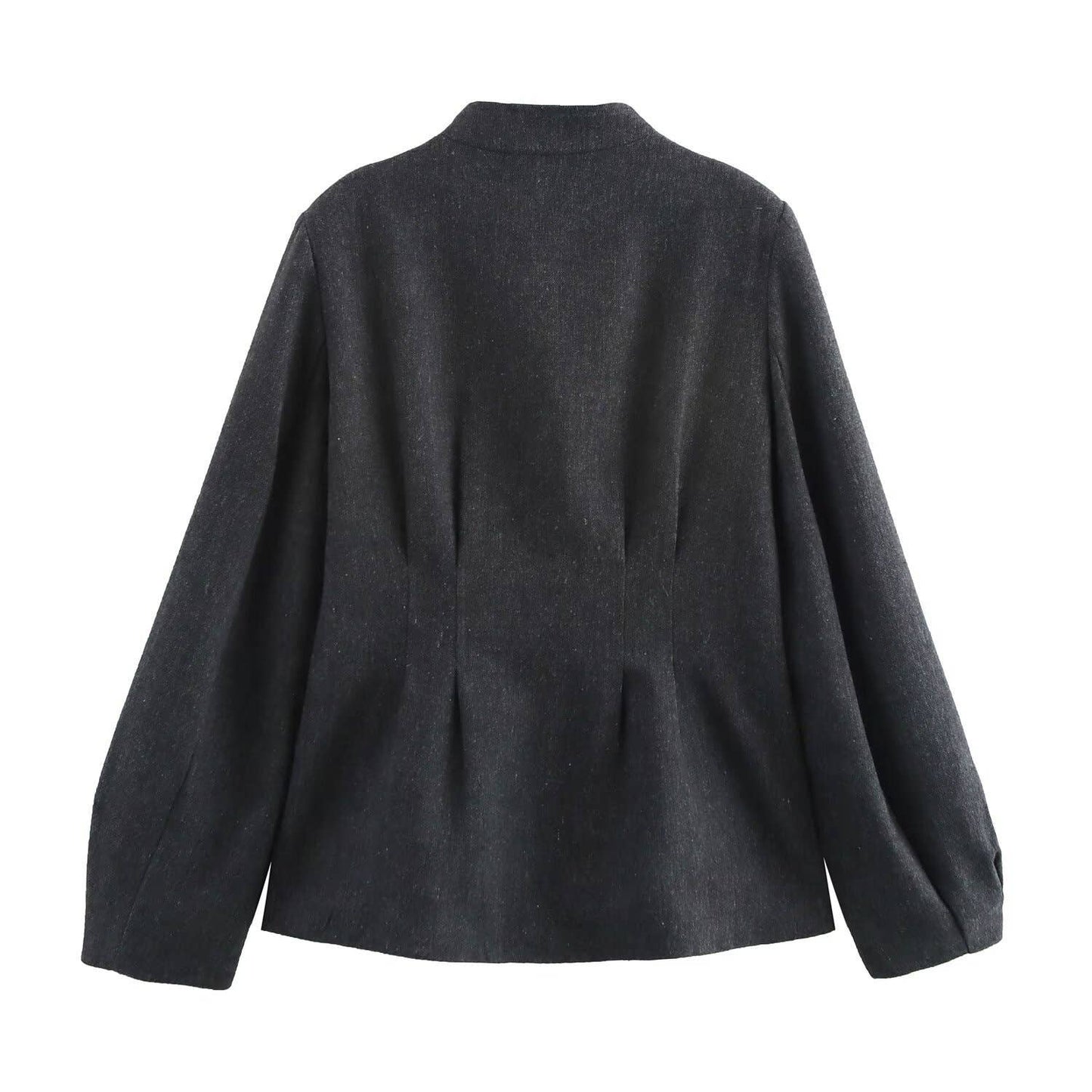 STAND COLLAR DESIGN SENSE SOLID COLOR CARDIGAN