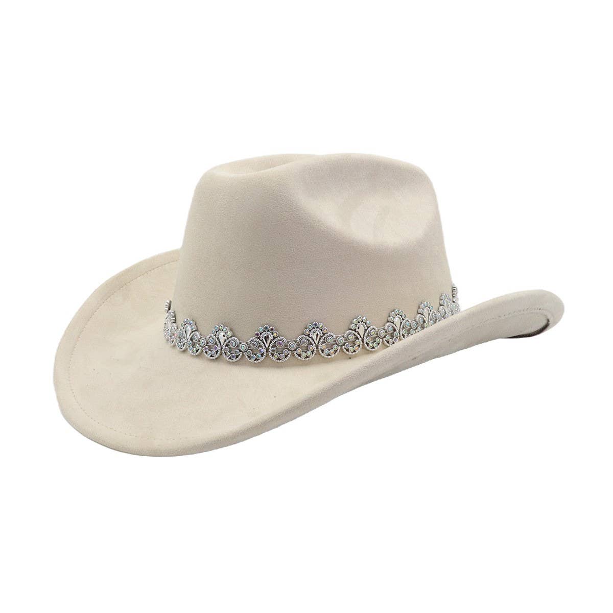 Suede Cowboy Fedora Hat Ethnic Western Style_CWAH04484