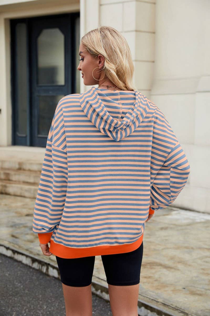 CWOHOL0726_HOODED COLORBLOCK STRIPED POCKET SWEATSHIRT