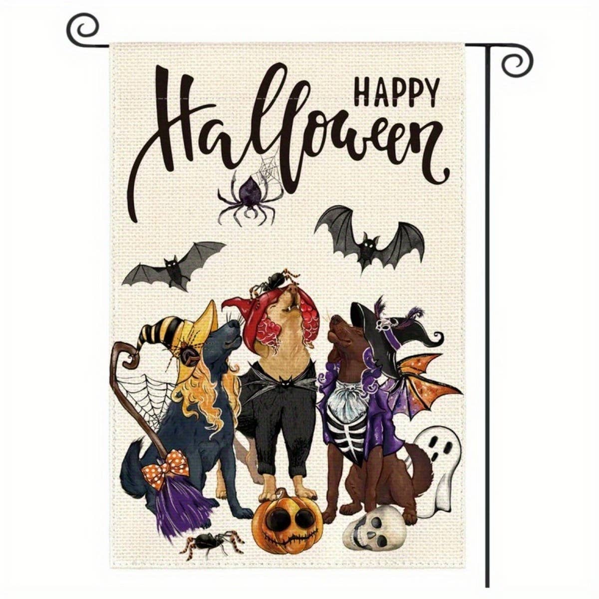 CWMM10257_HALLOWEEN DOUBLE-SIDED GARDEN FLAG SKULL DECOR