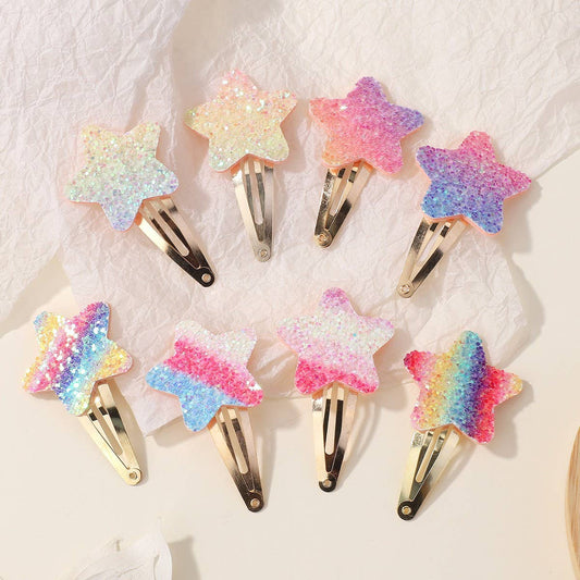 Glitter BB Clip Set with Stars & Hearts for Girls