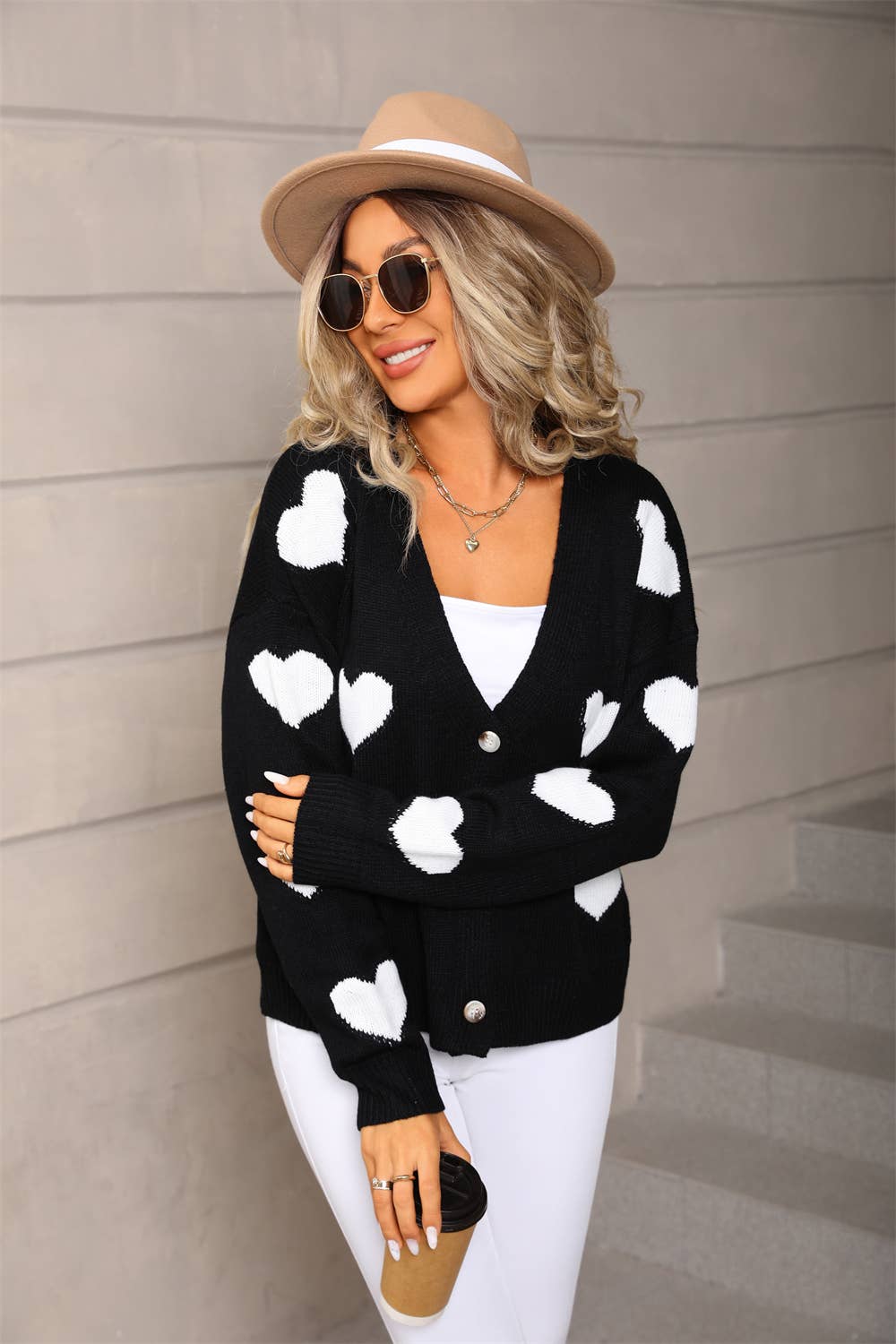 Valentine's Day long-sleeved knitted cardigan