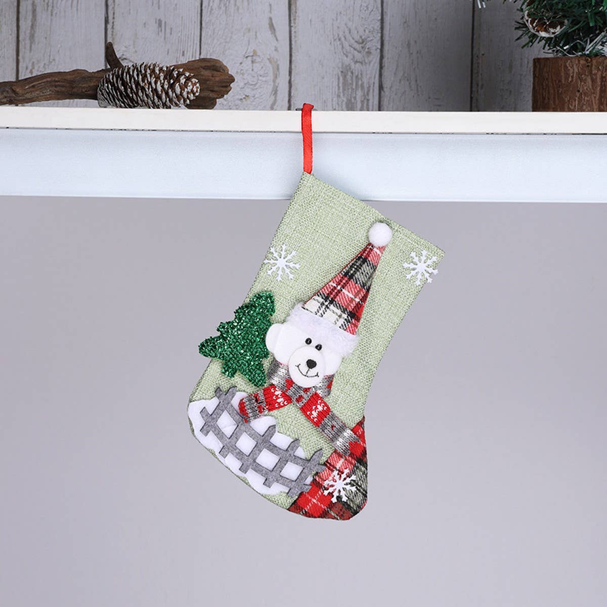 DECORATIVE BURLAP MEDIUM CHRISTMAS STOCKING