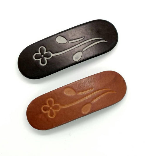 New Violet Four-Petal Carved Painted Hair Clip_CWAHA6355