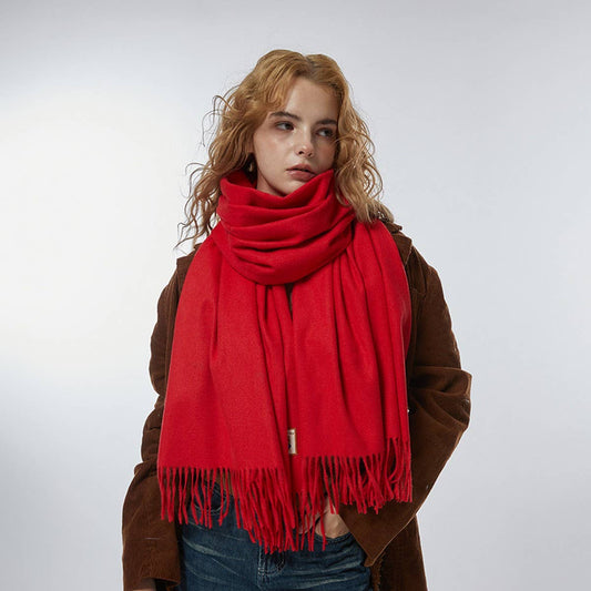 Wool Blend Solid Scarf-Soft Thick Bear Label Wrap_CWASC2338