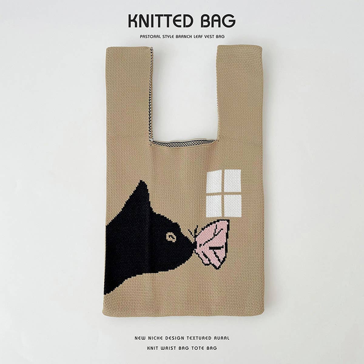 CUTE CARTOON ANIMAL KNITTED SHOULDER BAG HANDBAG_CWAB2397