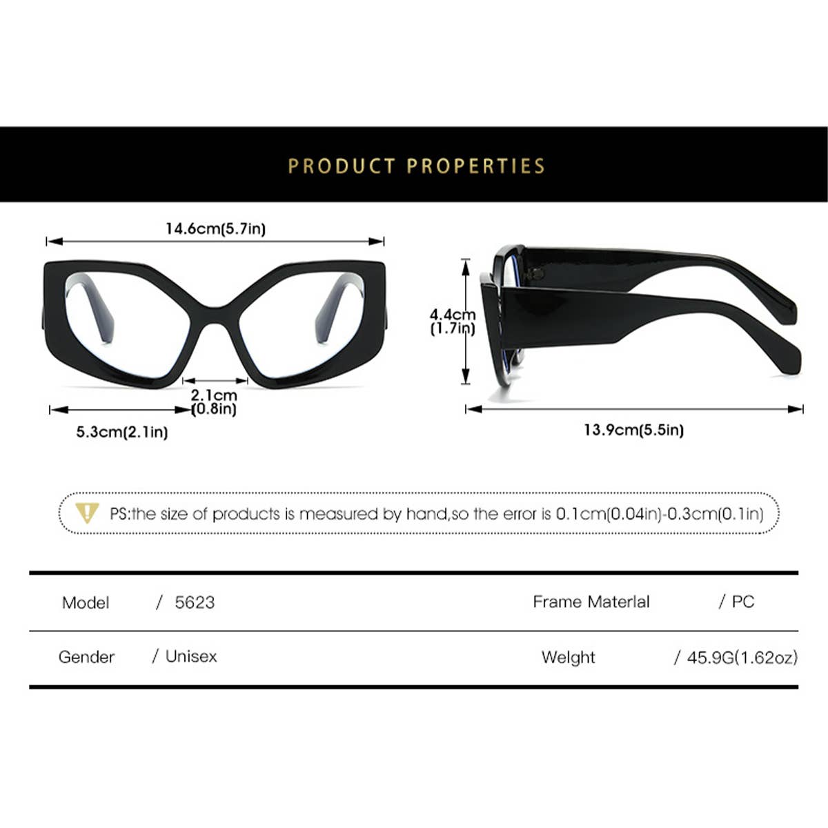 CAT EYE PC RAINBOW COLOR PERSONALIZED FLAT GLASSES_CWASG0247