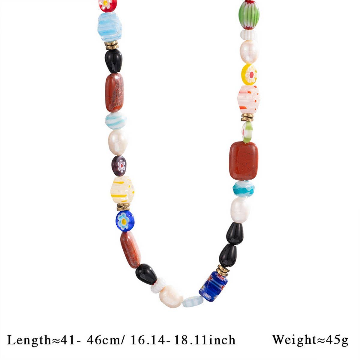 Large Shell & Starfish Beaded Figaro Necklace_CWMM7534