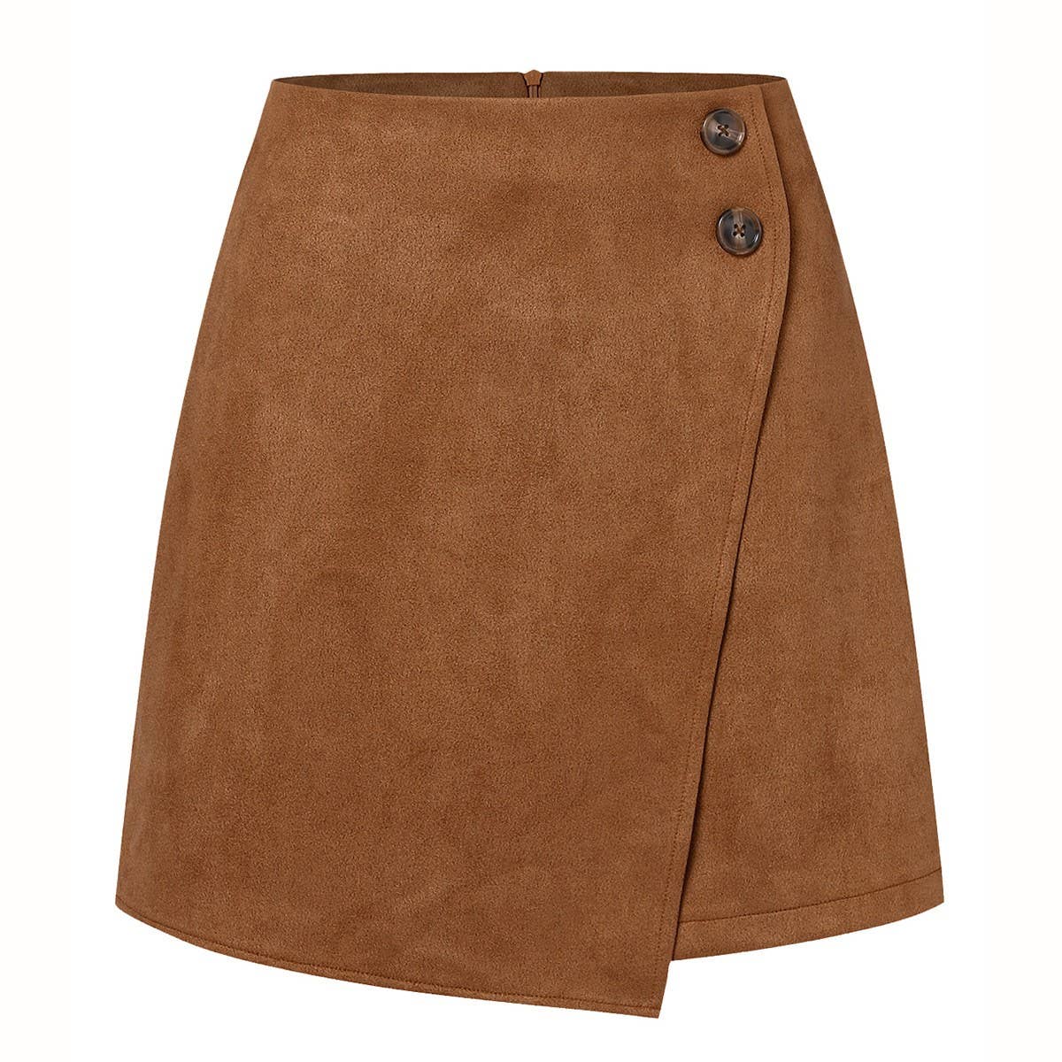 SUEDE IRREGULAR SKIRT HIGH WAIST ZIPPER SKIRT_CWBSS0382
