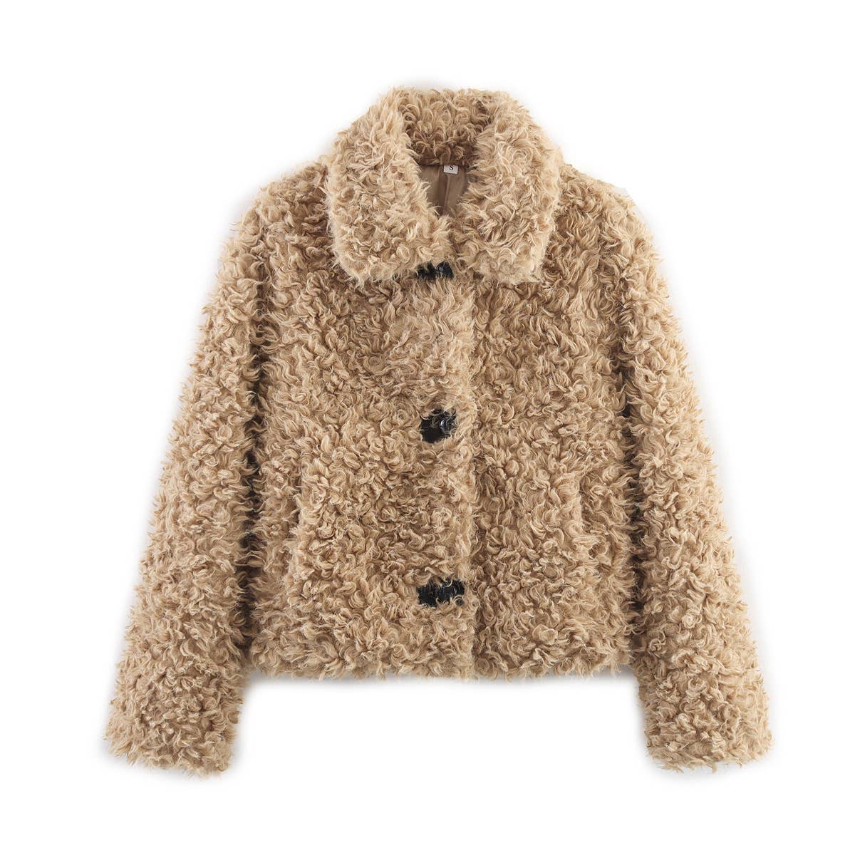 Lapel long-sleeved single-breasted faux fur coat