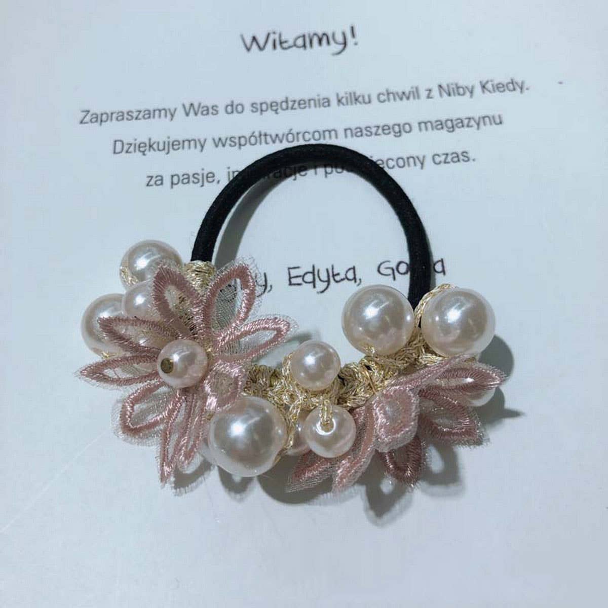 Cute Daisy Pearl Hair Tie Handmade Braided