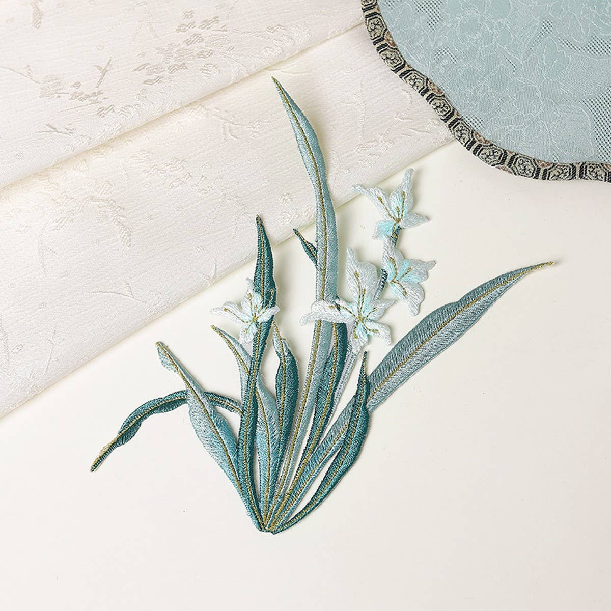 Orchid Embroidered Iron-On Patch for Stain Repair_CWMM5924