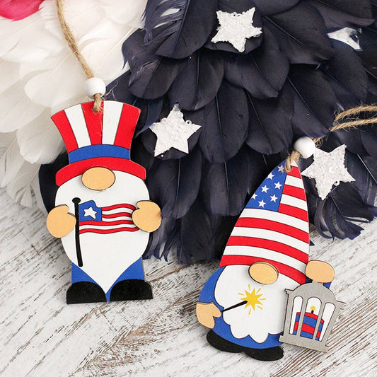US Flag Faceless Gnome Wooden Hanging Decor_CWAJE05407