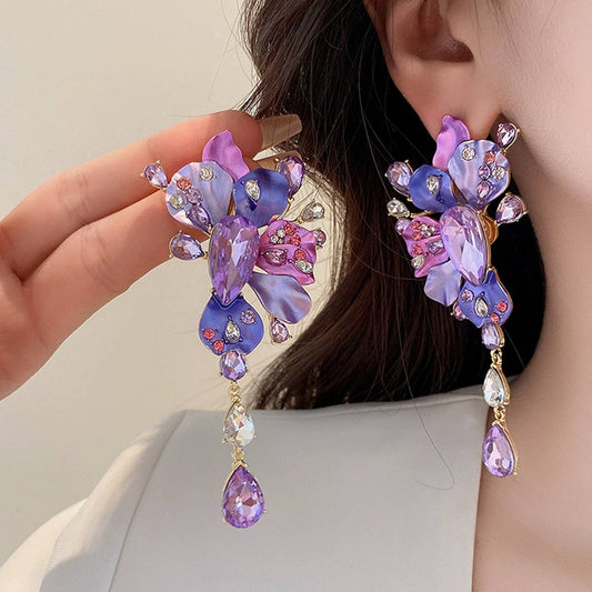 FLOWER TASSEL EXAGGERATED PERSONALITY EARRINGS