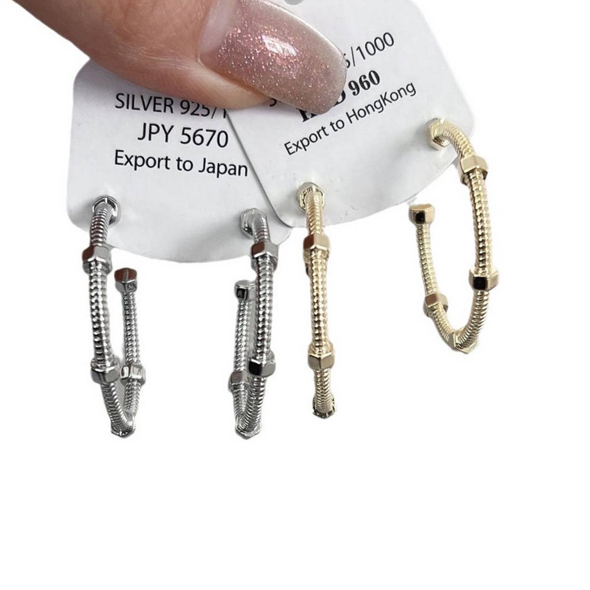 PERSONALIZED SCREW CAP, CURVED EARRINGS_CWAJE1453