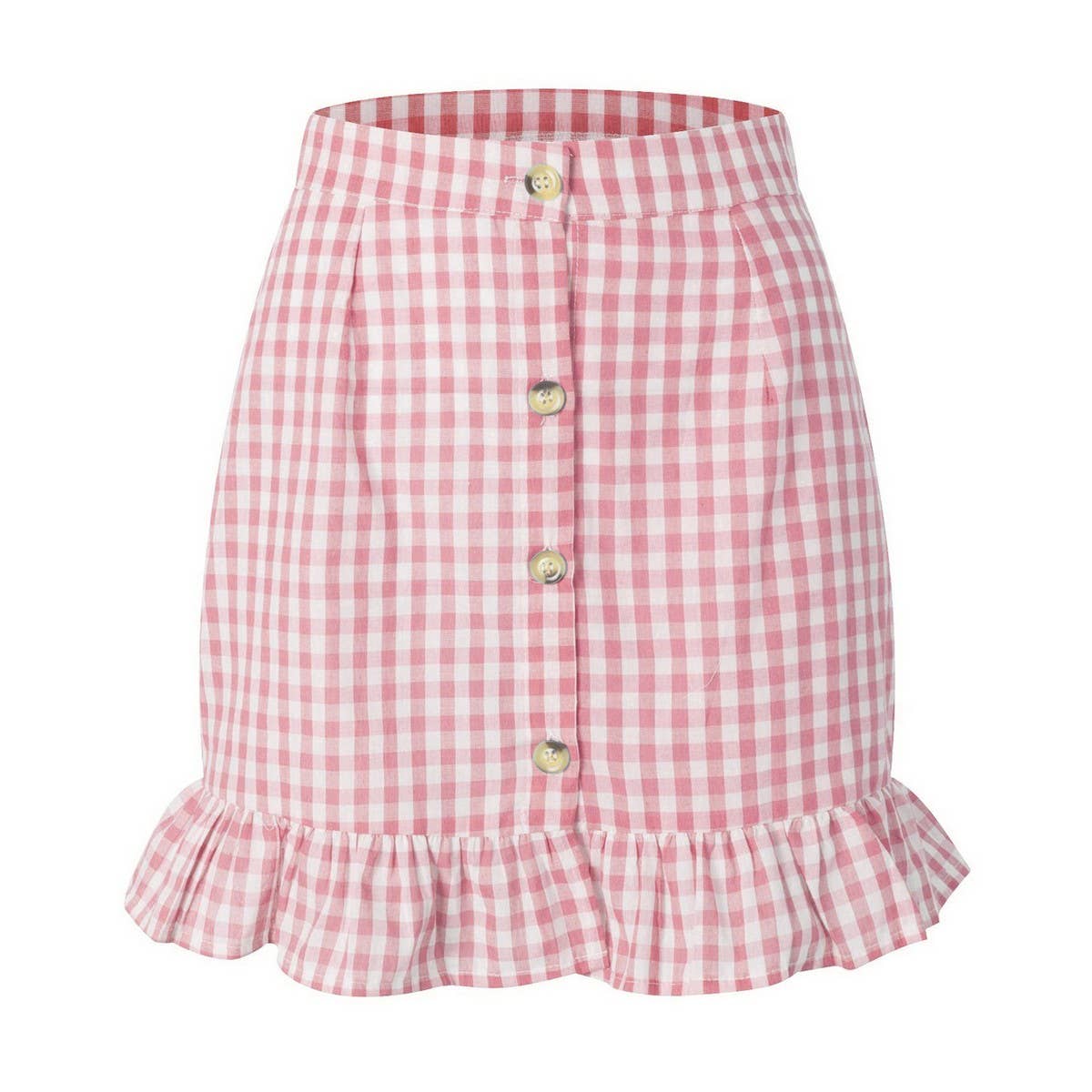PLAID RUFFLED SHORT SKIRT SMALL FRESH PLAID SKIRT_CWBSS0415