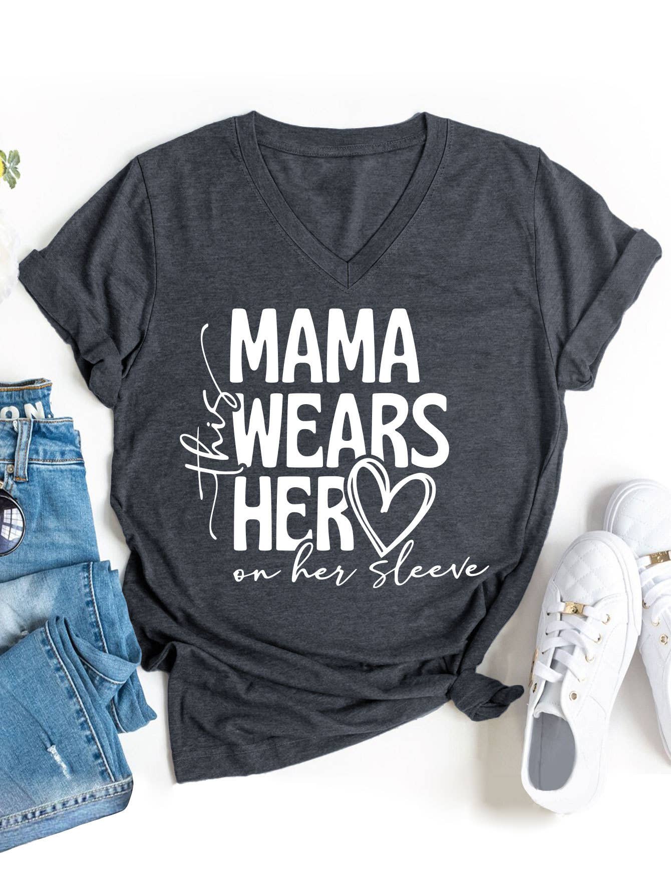 Simple Mother's Day V-neck blouse_CWTBLS0554