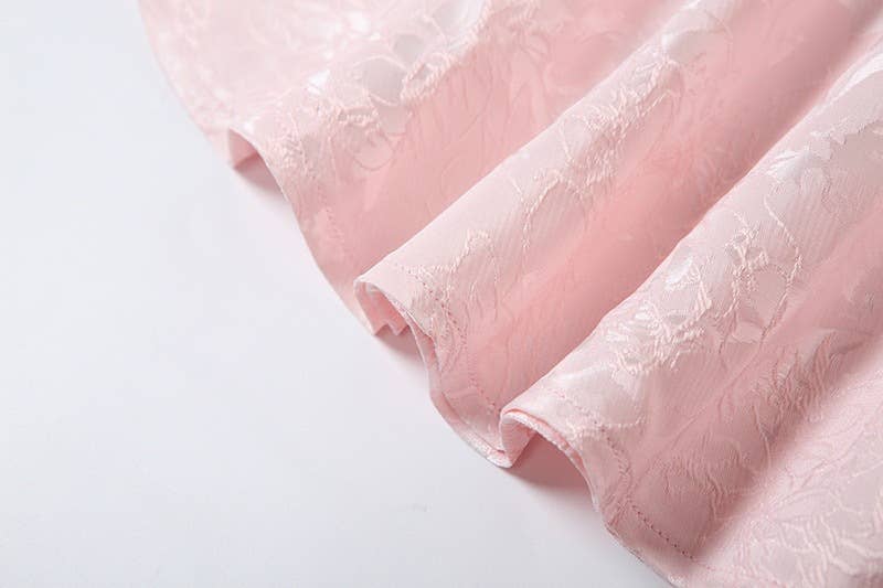 Lace-up jacquard backless one-shoulder dress