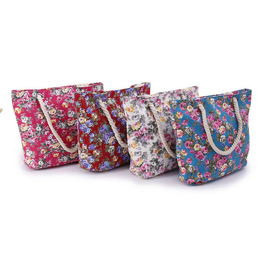 FASHIONABLE FLOWER PRINT BEACH BAG SHOULDER BAG_CUAB0238