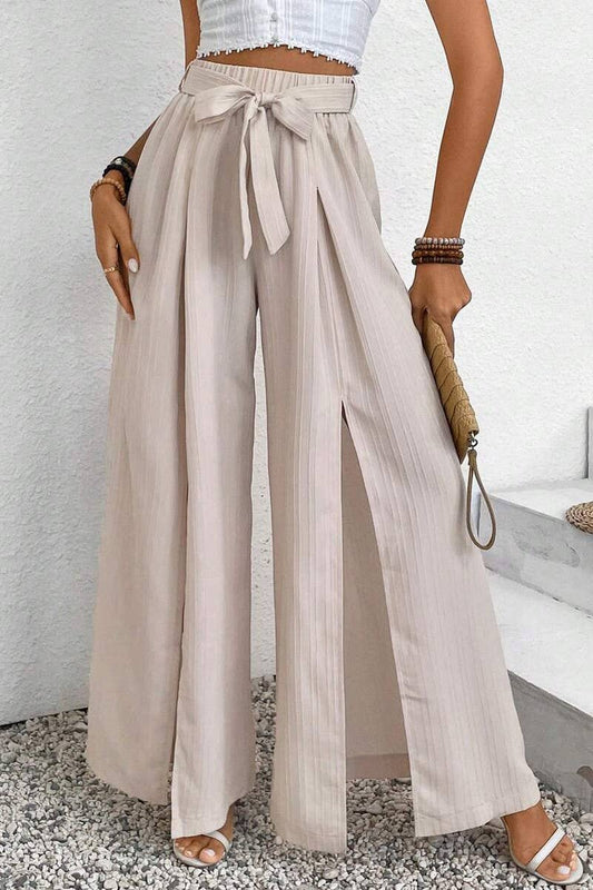 CWBLP2155_CASUAL DRAWSTRING HIGH WAIST WIDE LEG PANTS