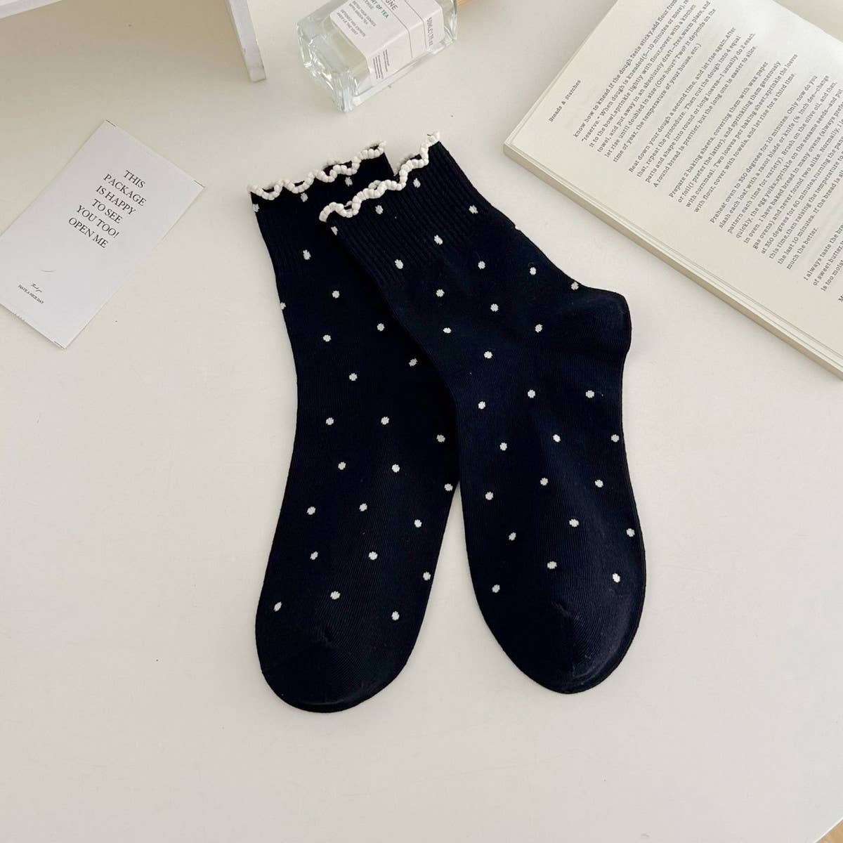 ALL-MATCH NEW POLKA DOT MID-CALF SOCKS_CWMS0953