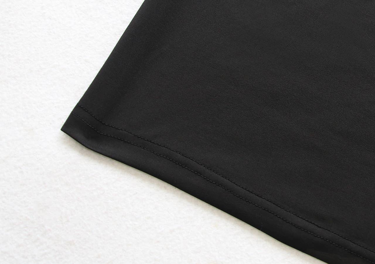 LONG SLEEVE V-NECK WAIST PLEATED LONG DRESS