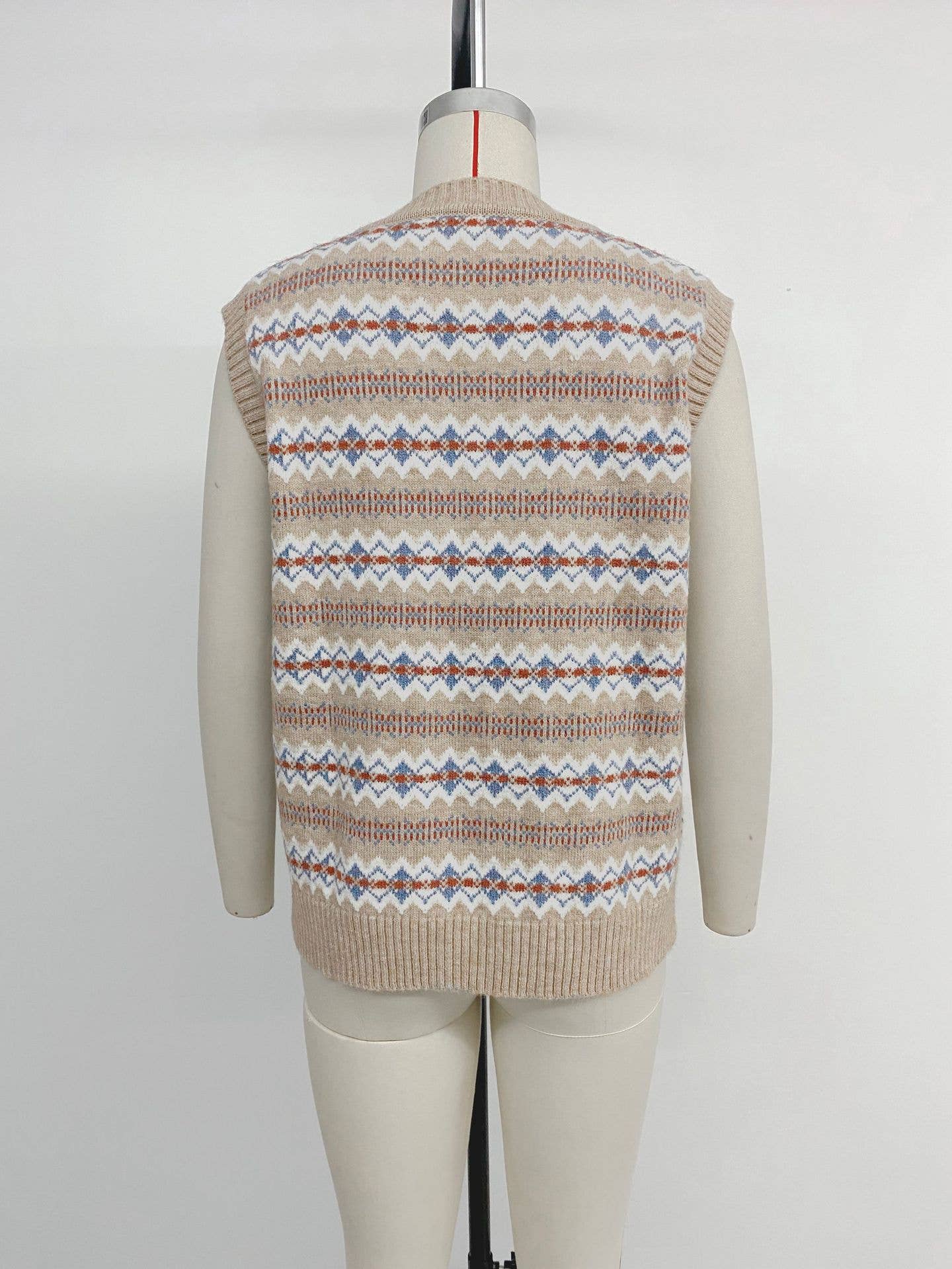 Ethnic-style jacquard knitted vest