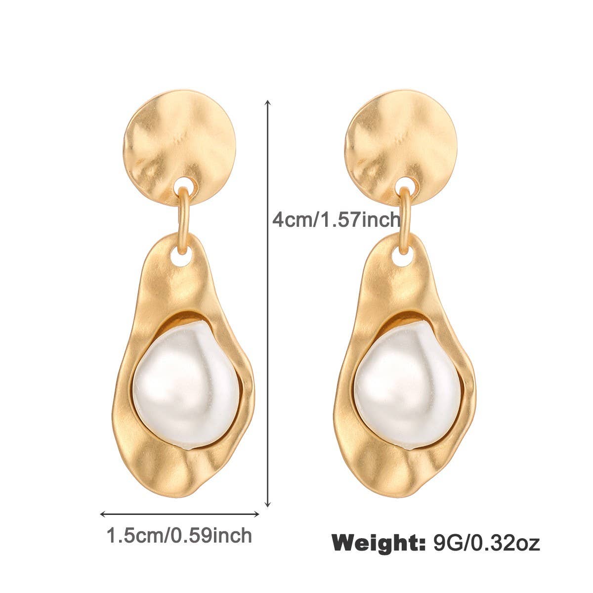 FASHIONABLE PEARL GOLD-RIMMED ZINC ALLOY EARRINGS