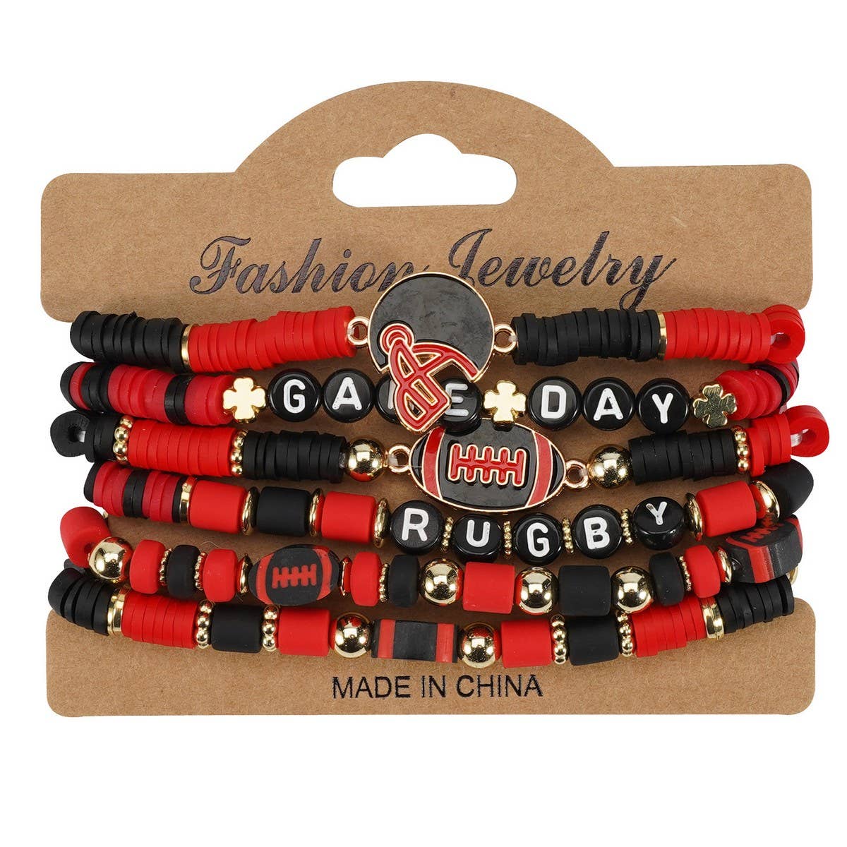 CWMM10455_FOOTBALL GAME DAY BEADED ELASTIC BRACELET