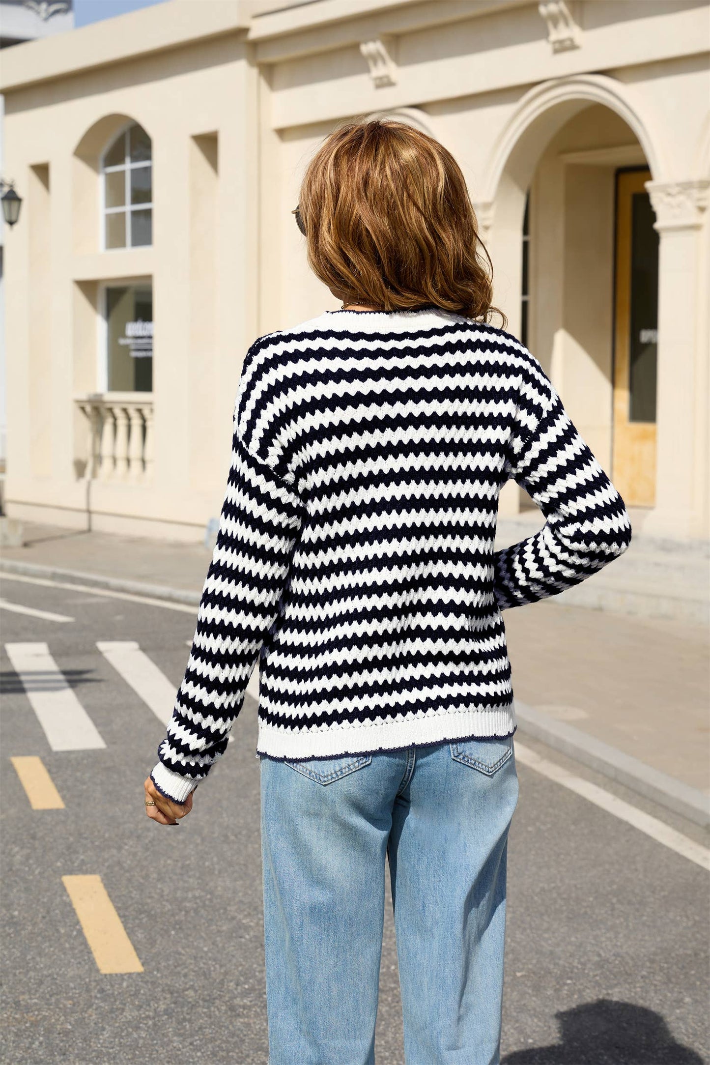 Advanced sense simple striped sweater