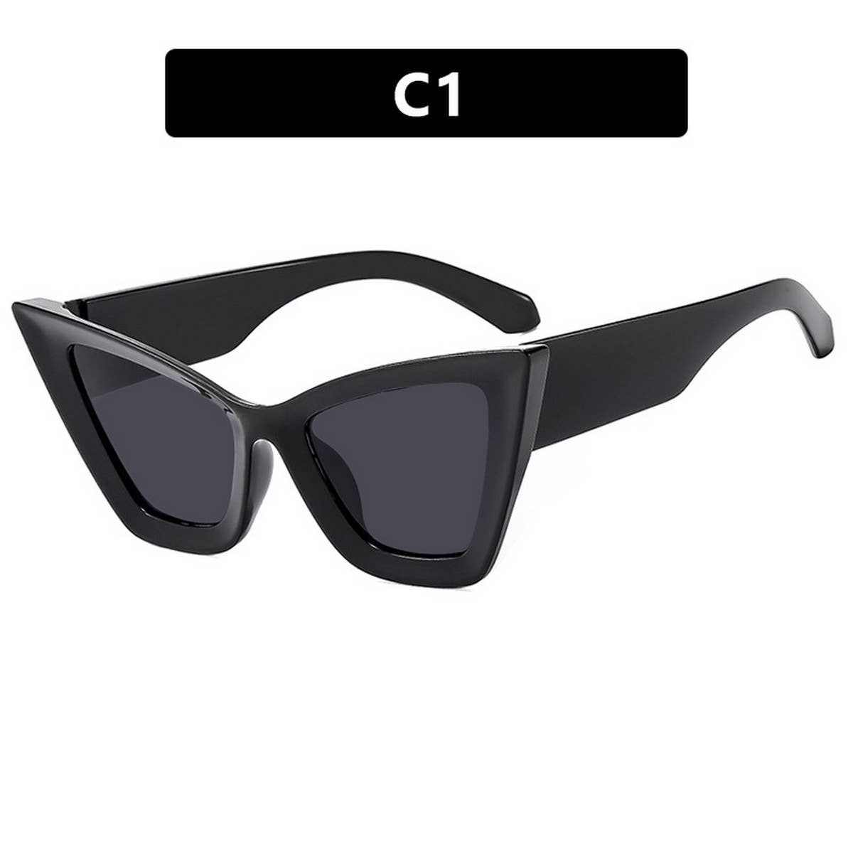 UV PROTECTION LARGE FRAME CAT EYE SUNGLASSES