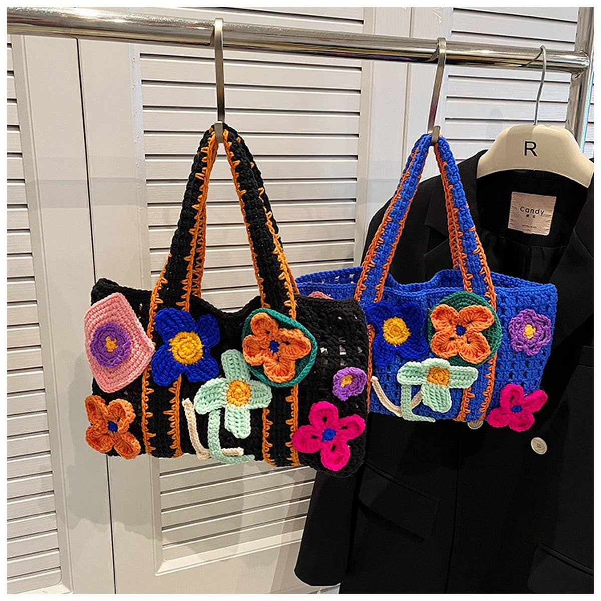 FLOWER PATTERN BAG MACARON HOLLOW HANDBAG_CWAB2406