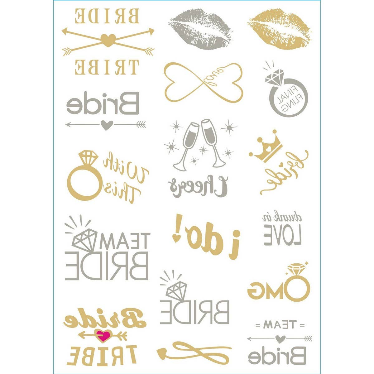 Rose Gold Bride Tattoos ? Metallic Party Stickers