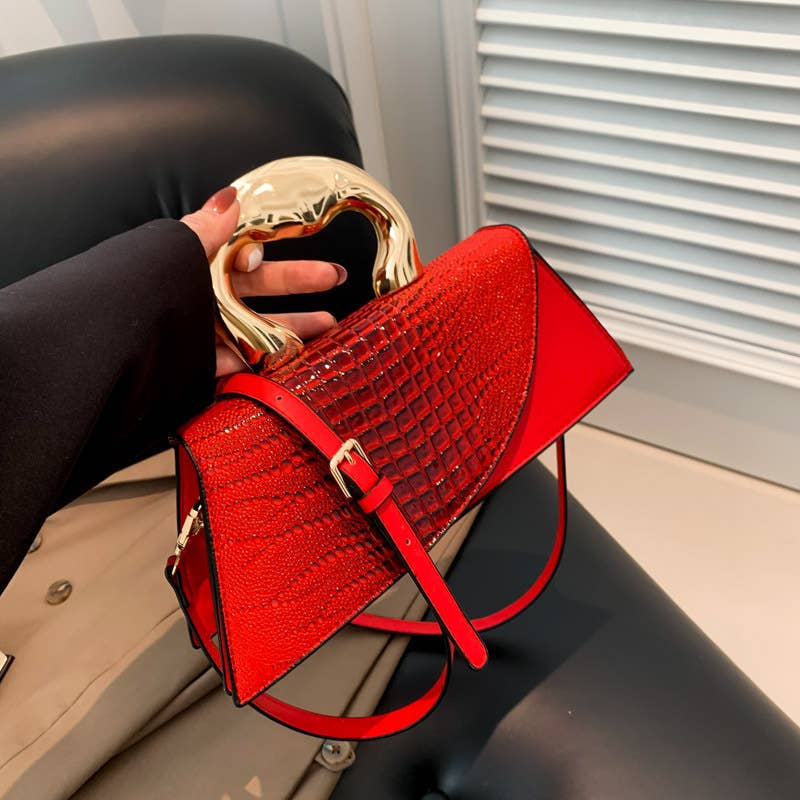 Stone-patterned retro crossbody small square bag