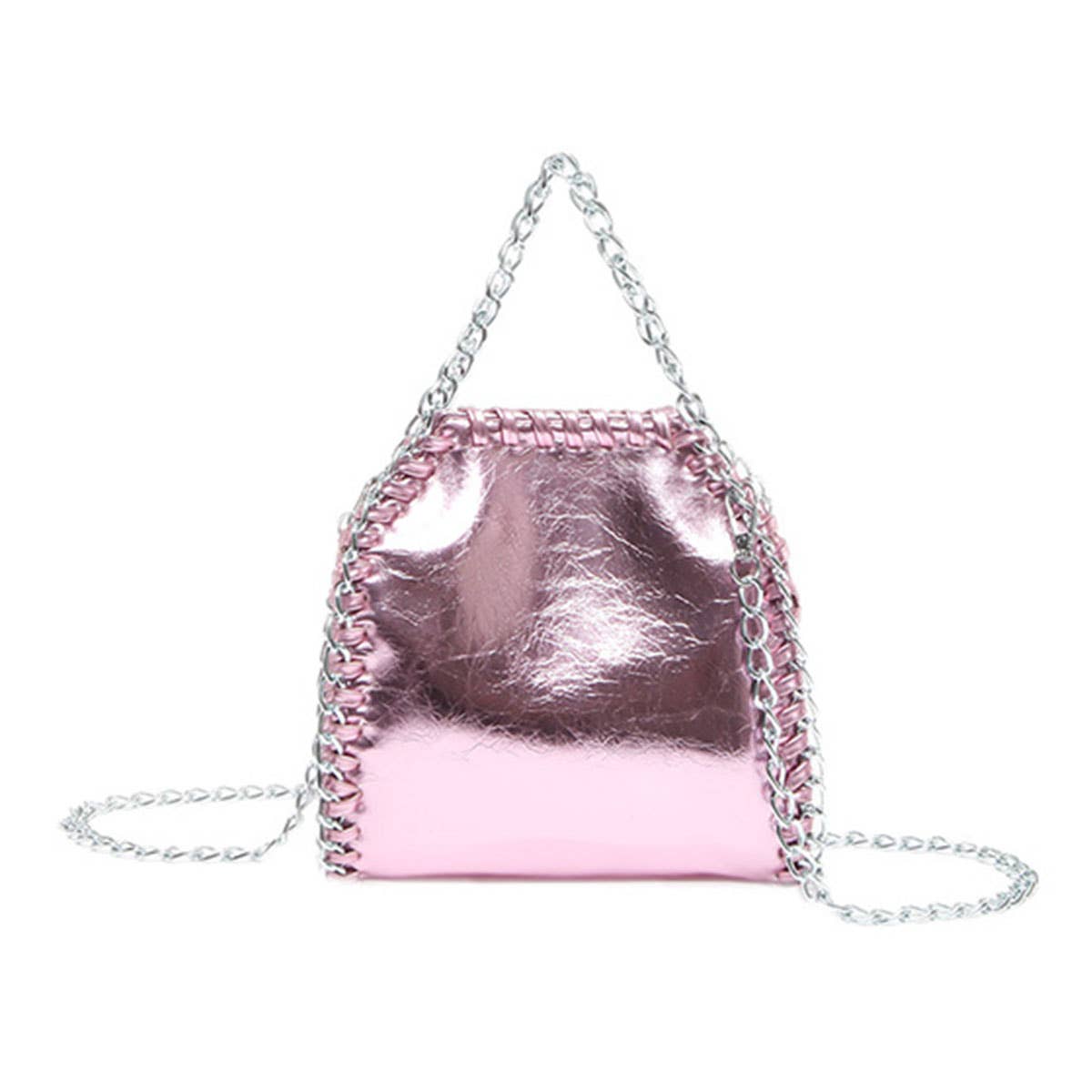 Fashionable pleated chain crossbody bucket bag