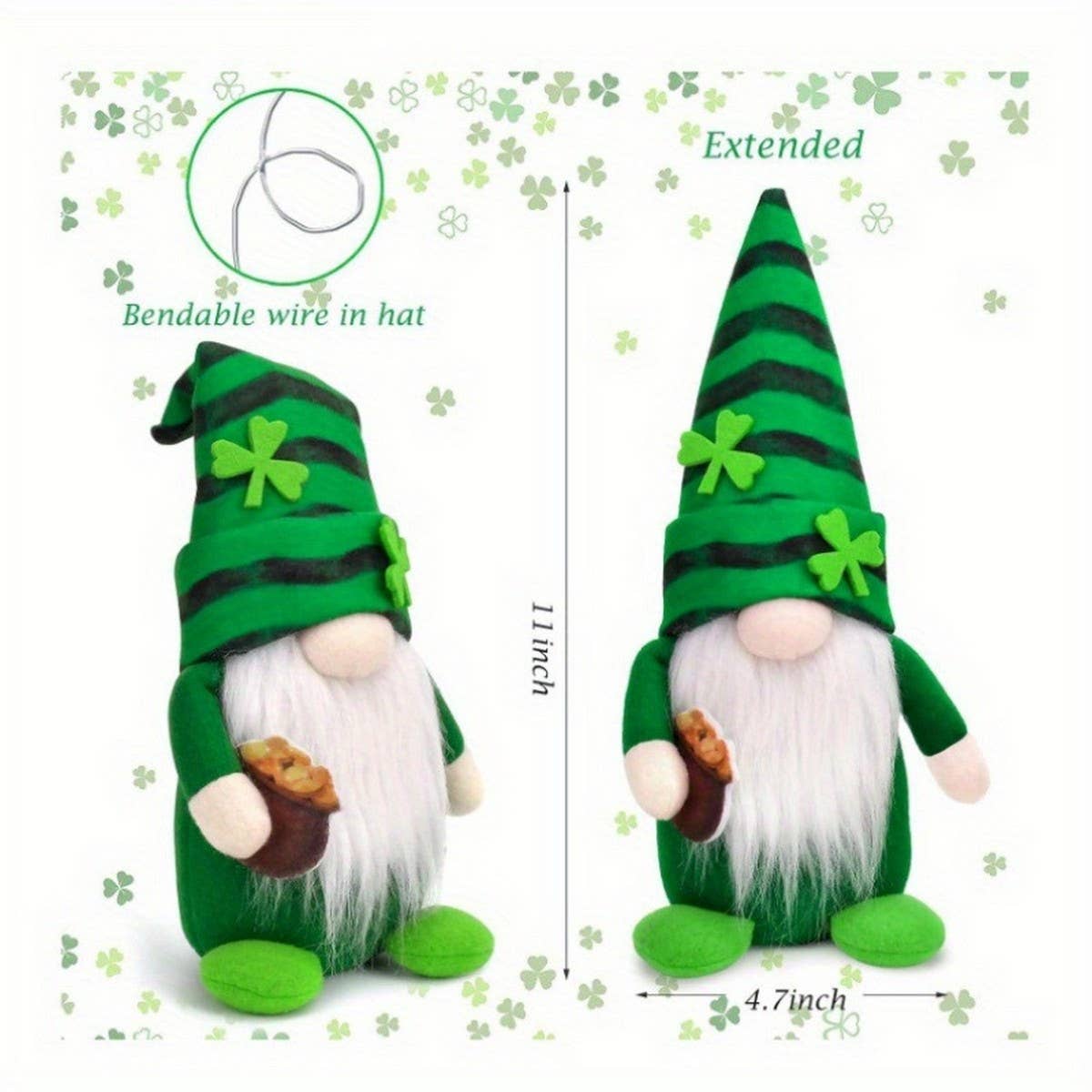 ST. PATRICK'S DAY FACELESS GNOME ORNAMENT_CWMM3434