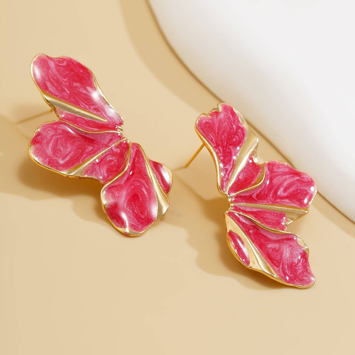 SWEET GRADIENT OIL DROP FLOWER ALLOY EARRINGS