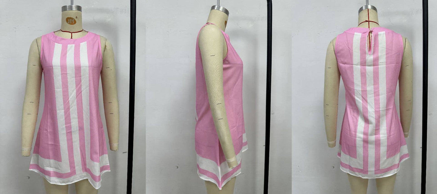 Vacation-style sleeveless loose casual dress