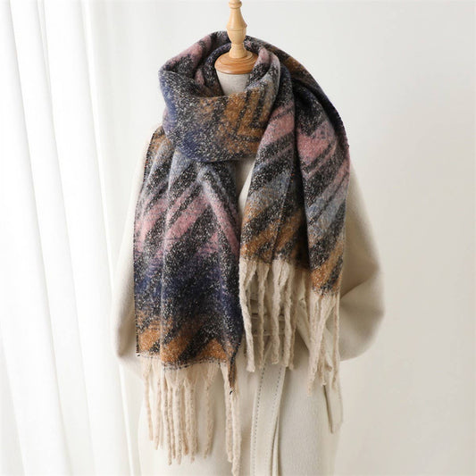 Zigzag Color Stripe Fringe Scarf for Winter_CWASC2761